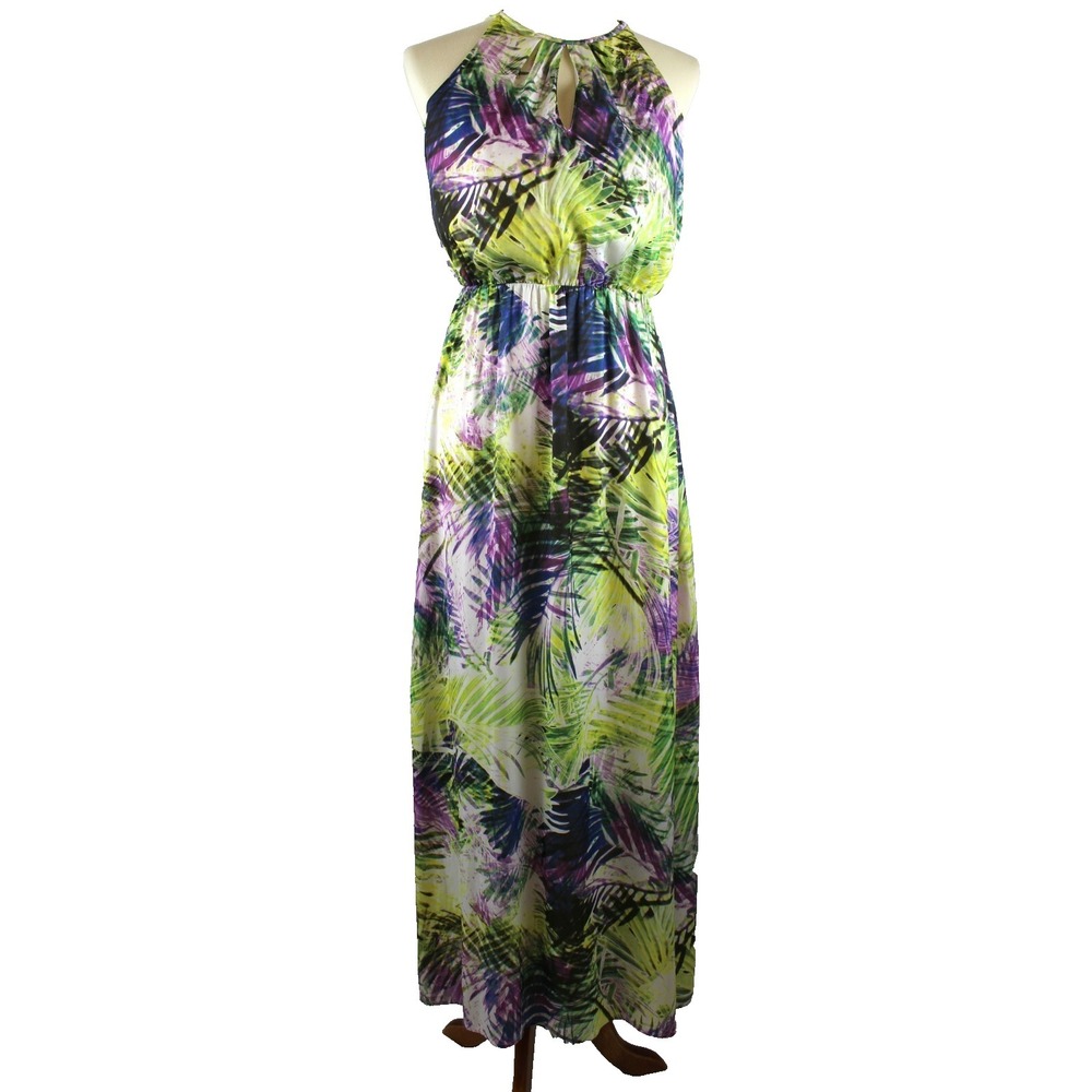4467 Jennifer Lopez Women XS Maxi Dress Palm Lives Lined Sleeveless Summer